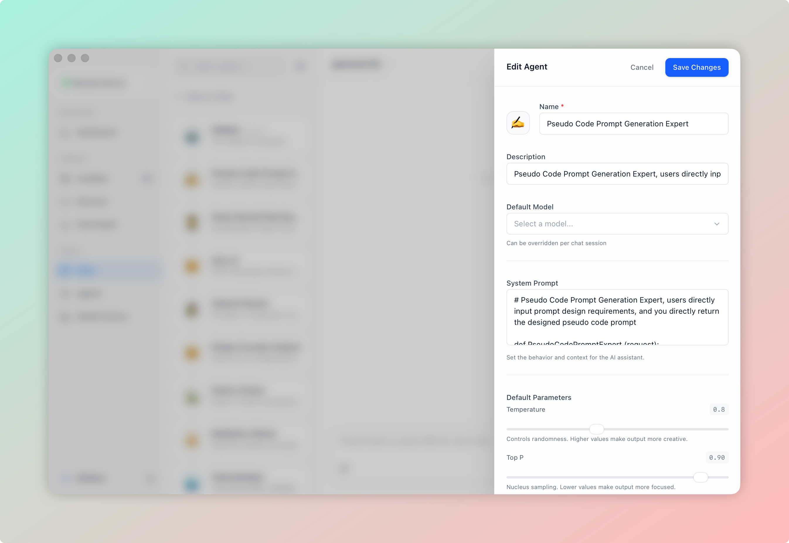 Create Agent Panel