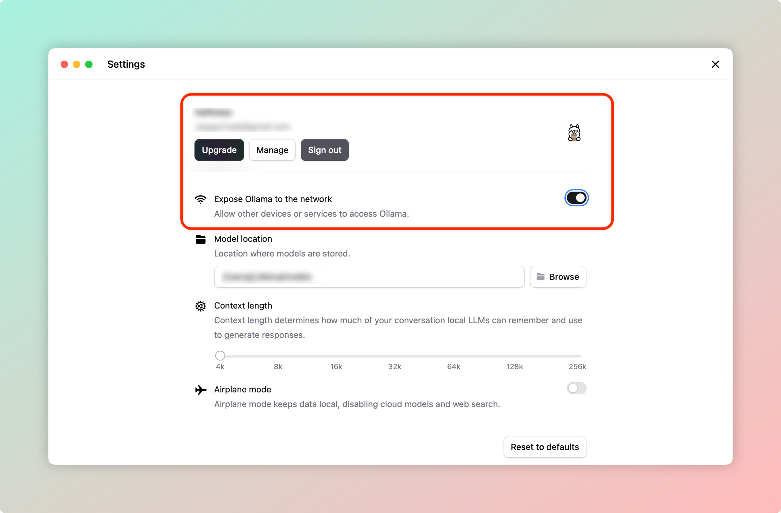 Enable Network Access Option