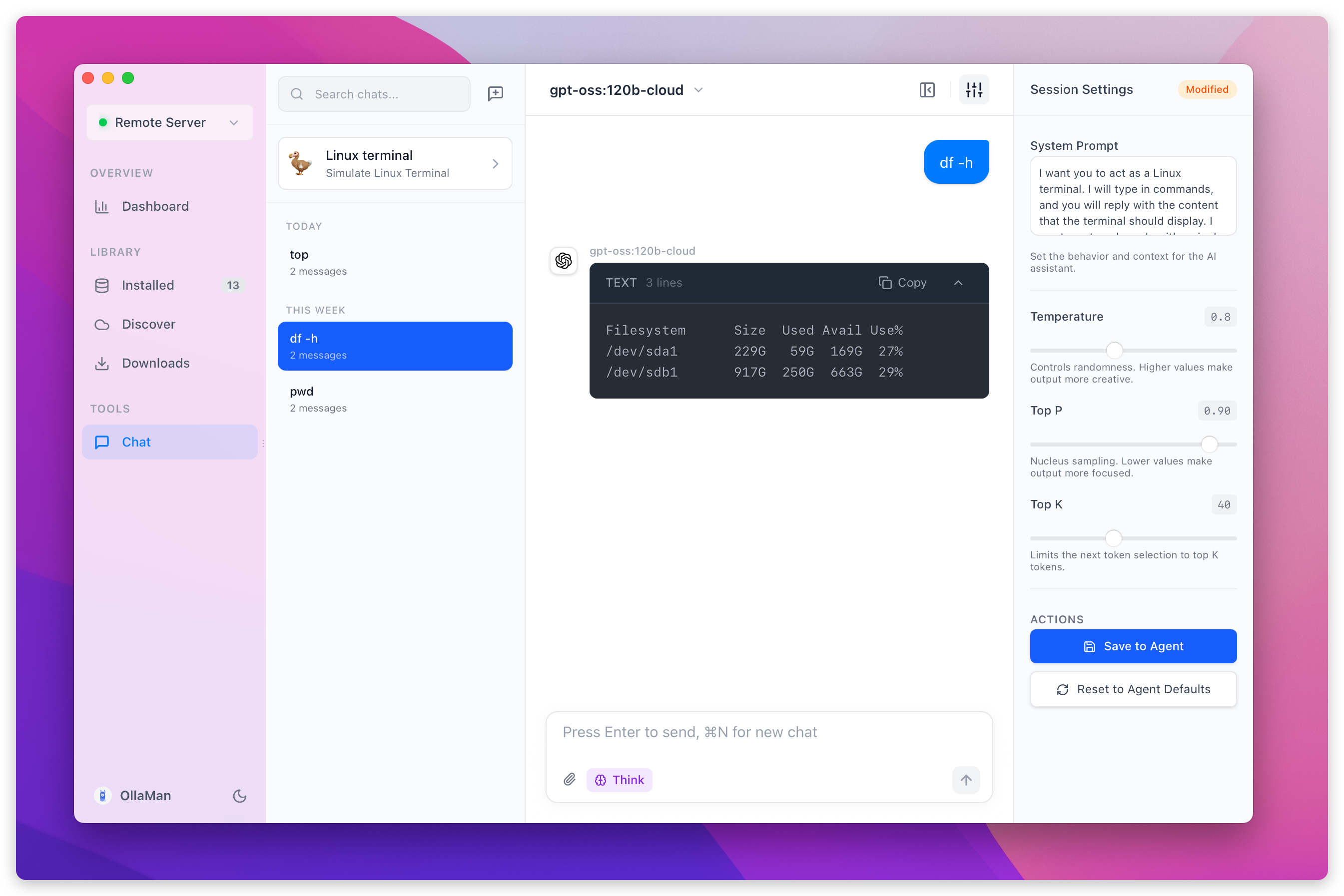 Right-side settings panel